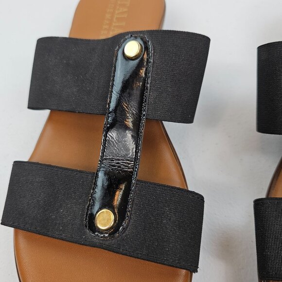 Italian Shoemakers Wms 9 Brown Black Open Toe Comfort Earthy Summer Slide Shoes - Picture 6 of 16